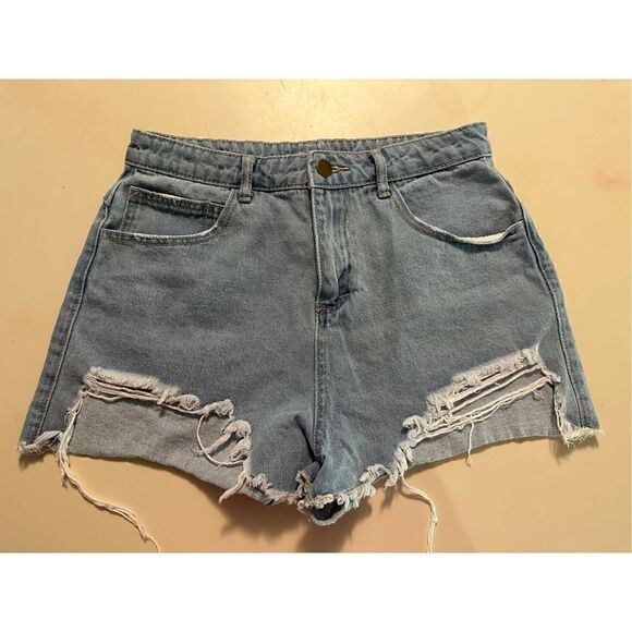Princess Polly Womens Denim Cut Off Raw Hem High Rise Distressed Size 8 - Picture 1 of 11